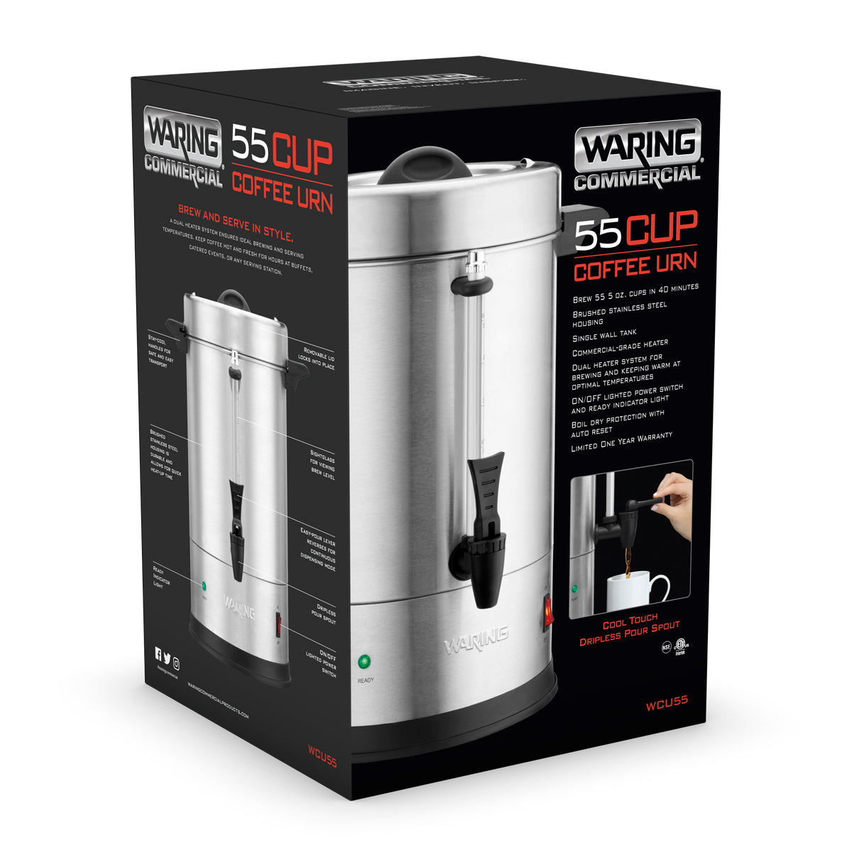 WCU55 55-Cup Stainless-Steel Coffee Urn by Waring Commercial-2