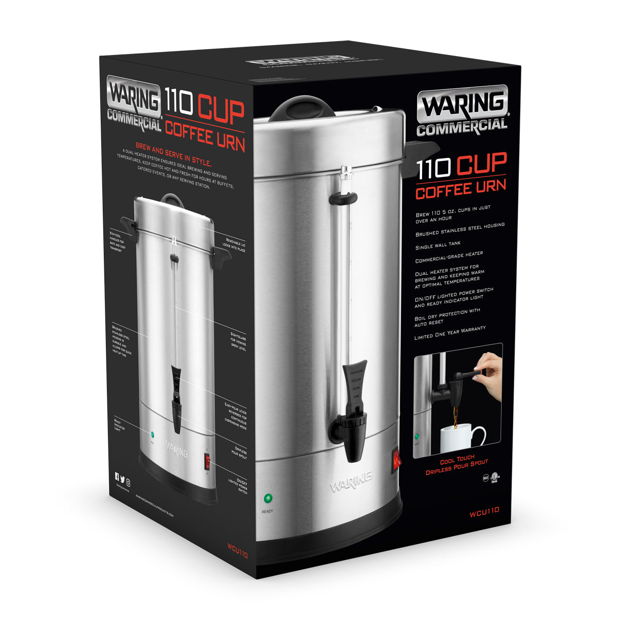 WCU110 110-Cup Stainless-Steel Coffee Urn by Waring Commercial-2