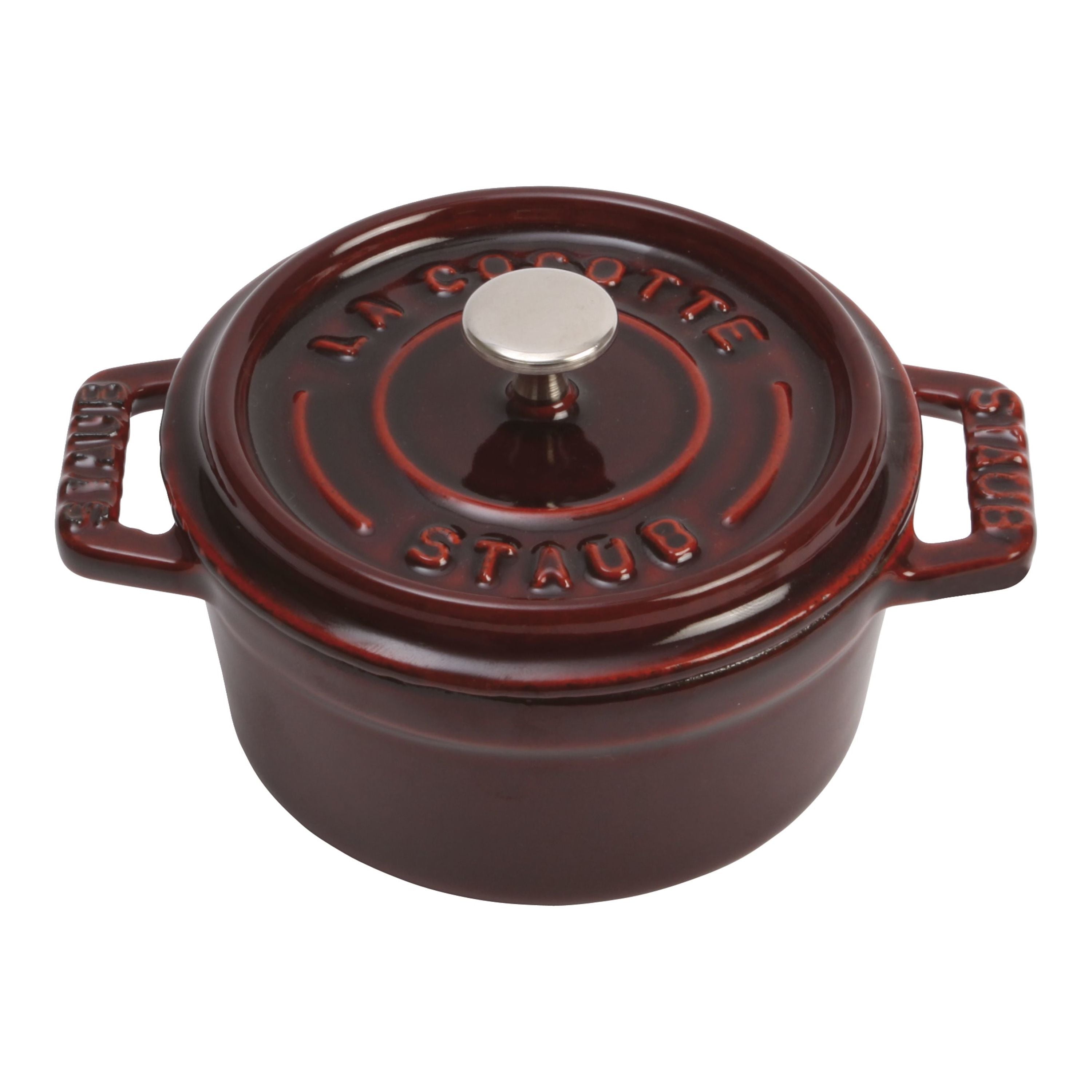 STAUB La Cocotte 250 mL Cast Iron Round Mini Cocotte, Grenadine-Red-0