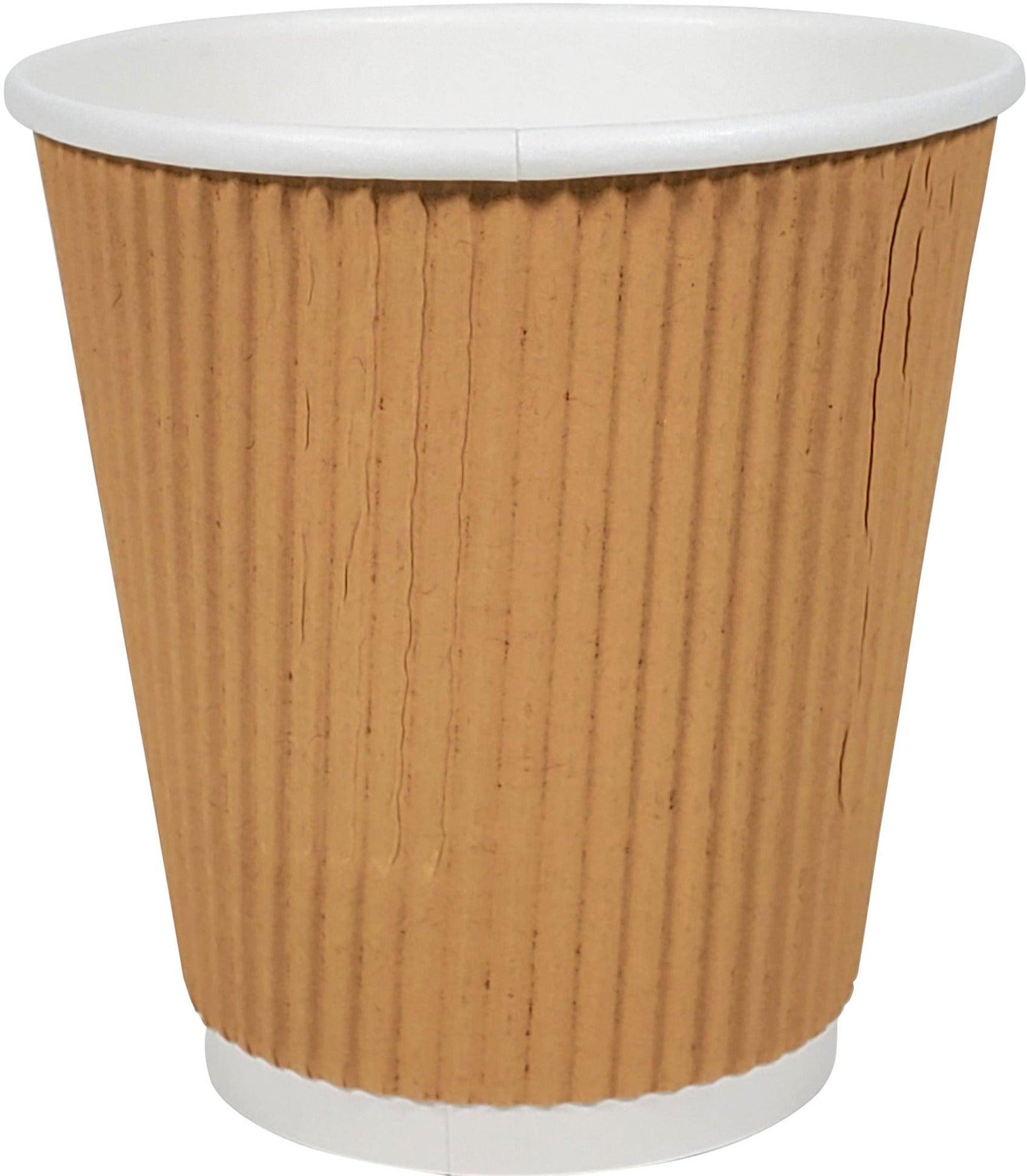 Morning Dew - 10 oz Squat Hot Paper Cup - Ripple - Kraft - 20 x 25 count-0
