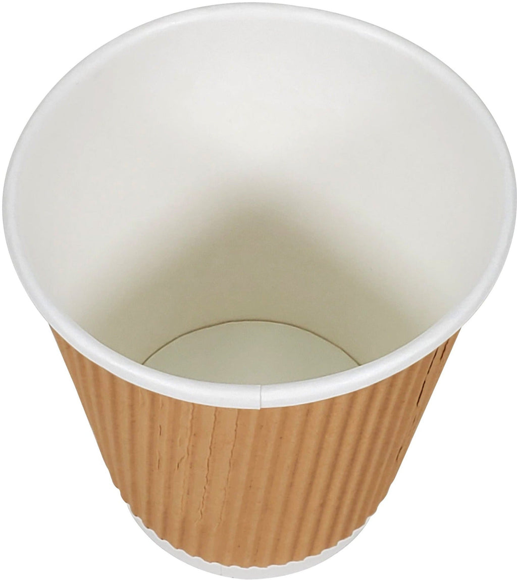 Morning Dew - 10 oz Squat Hot Paper Cup - Ripple - Kraft - 20 x 25 count-1