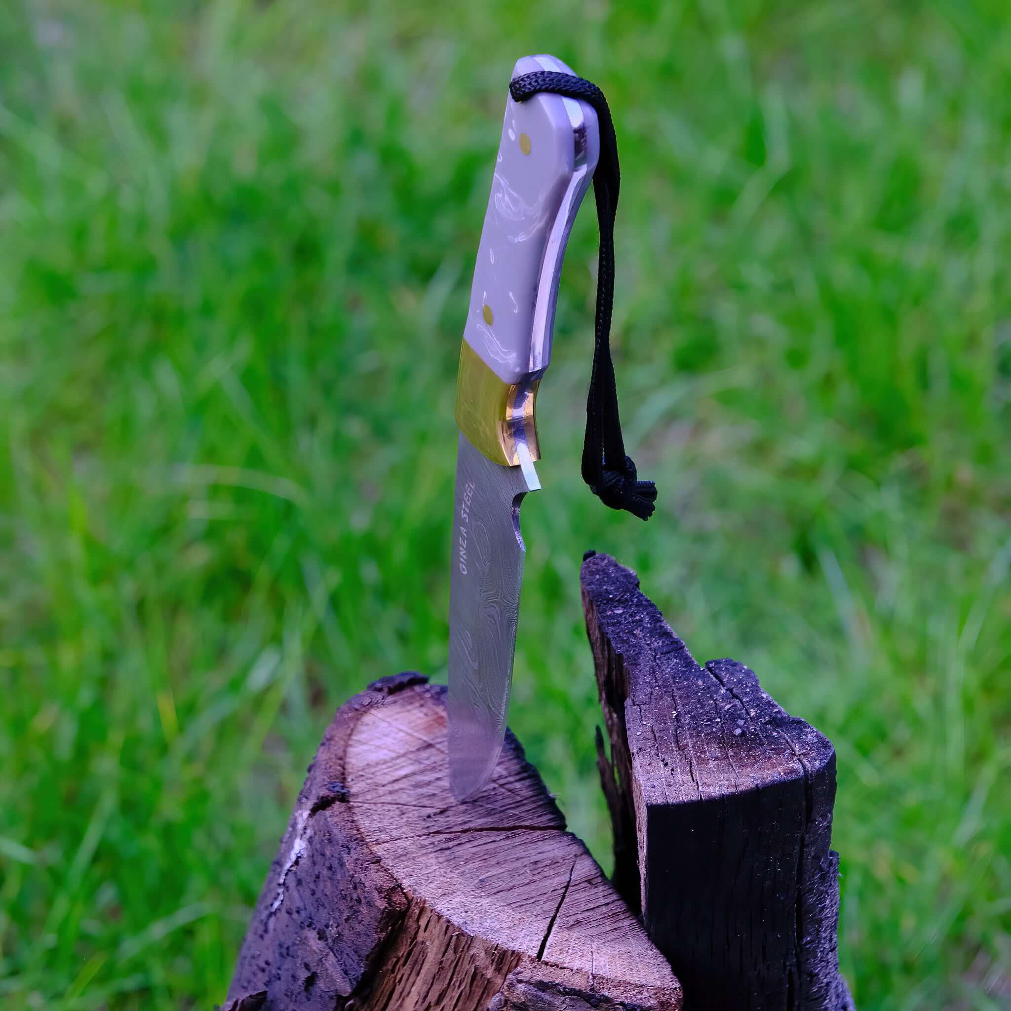 Original Kaito Damascus Steel Skinner Knife 4 inch blade with Premium Leather Sheath-4