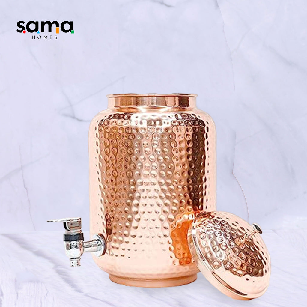 100% Pure Copper Full-Hammered Water Dispenser (Matka) 5000ML | Handcrafted Ayurvedic Copper | Sustainable, Leak-Proof & Healthy Hydration-1