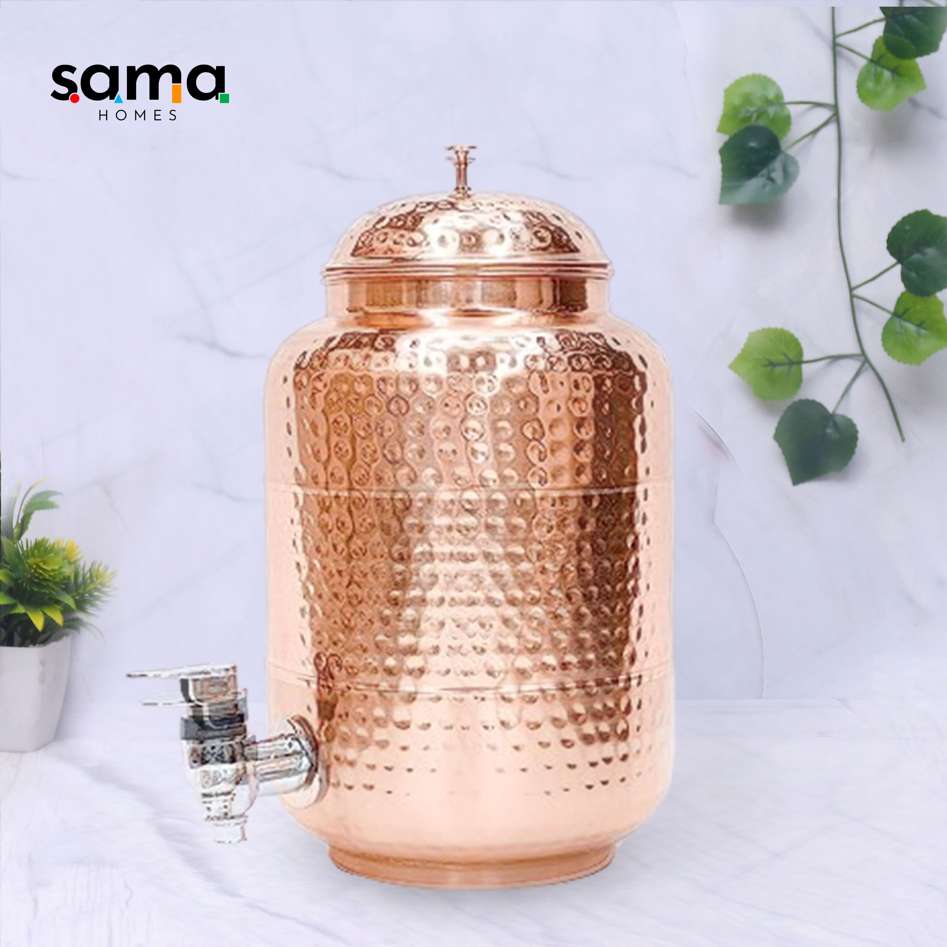 100% Pure Copper Full-Hammered Water Dispenser (Matka) 5000ML | Handcrafted Ayurvedic Copper | Sustainable, Leak-Proof & Healthy Hydration-0