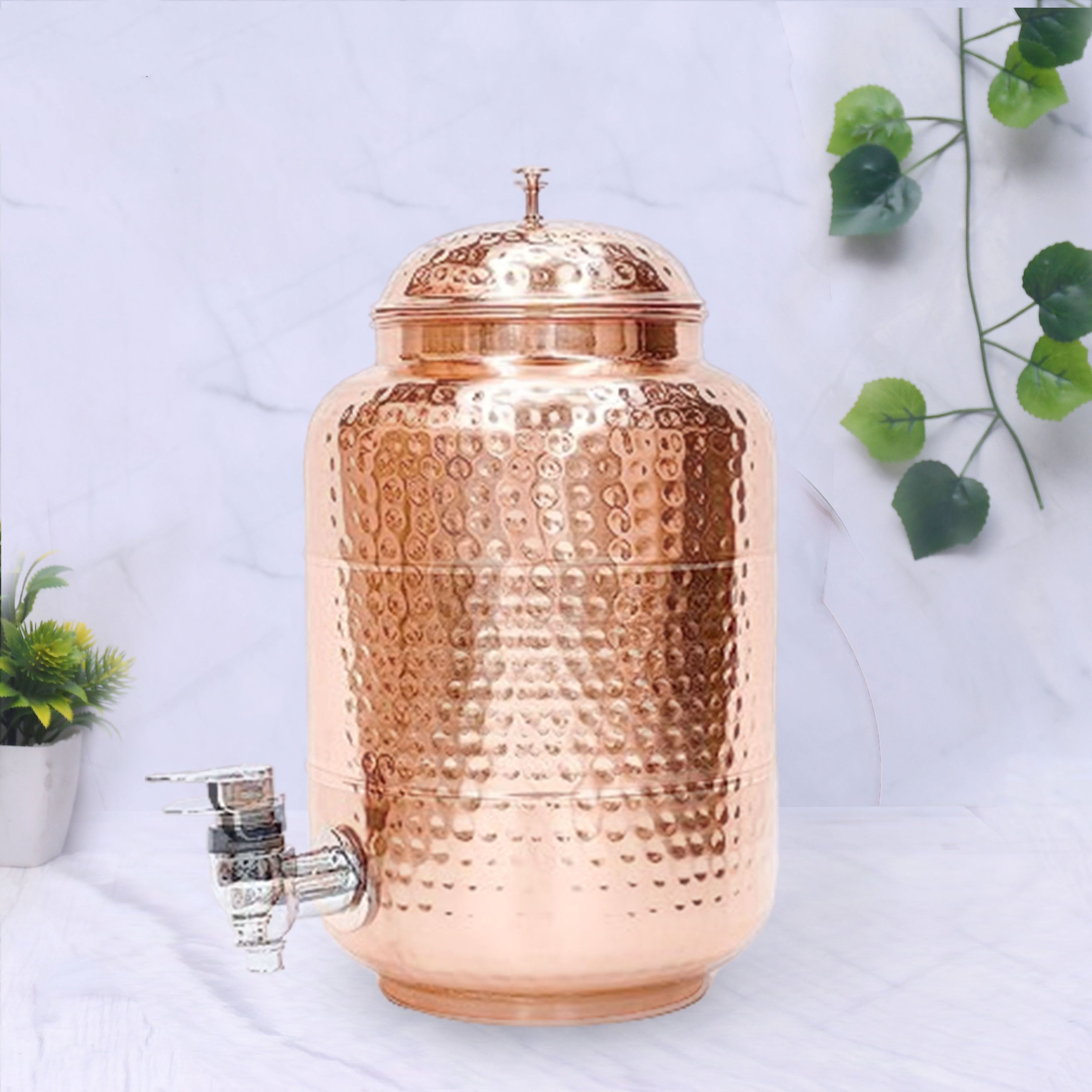 100% Pure Copper Full-Hammered Water Dispenser (Matka) 5000ML | Handcrafted Ayurvedic Copper | Sustainable, Leak-Proof & Healthy Hydration-2