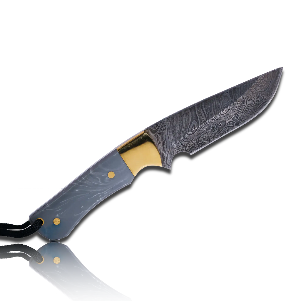 Original Kaito Damascus Steel Skinner Knife 4 inch blade with Premium Leather Sheath-3